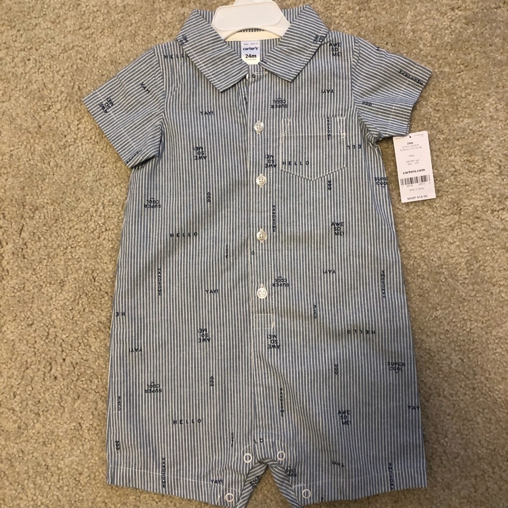 Carter’s one piece button down outfit. NWT. 24m